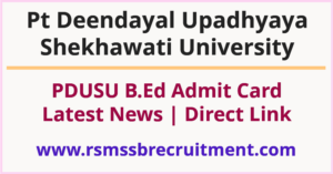 Shekhawati University B.Ed Admit Card