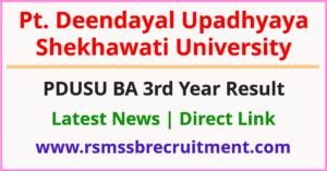 Shekhawati University B.A 3rd Year Result