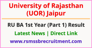 Rajasthan University BA 1st Year Result