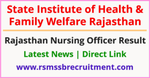 Rajasthan Nursing Officer Result