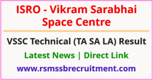 ISRO VSSC Technical Assistant Result