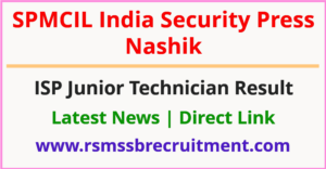 ISP Nashik Junior Technician Result