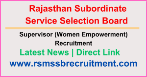 RSMSSB Supervisor (Women Empowerment) Recruitment 2024